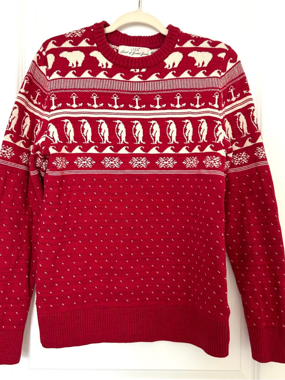 H&M L.O.G.G. Sweater Mens S Regular Crewneck Pullover Long Sleeve Red